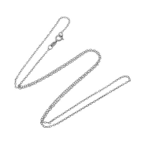 Vintage Italy Sterling Silver 925 1.1mm Cable Link Chain Necklace 18" - Picture 1 of 3